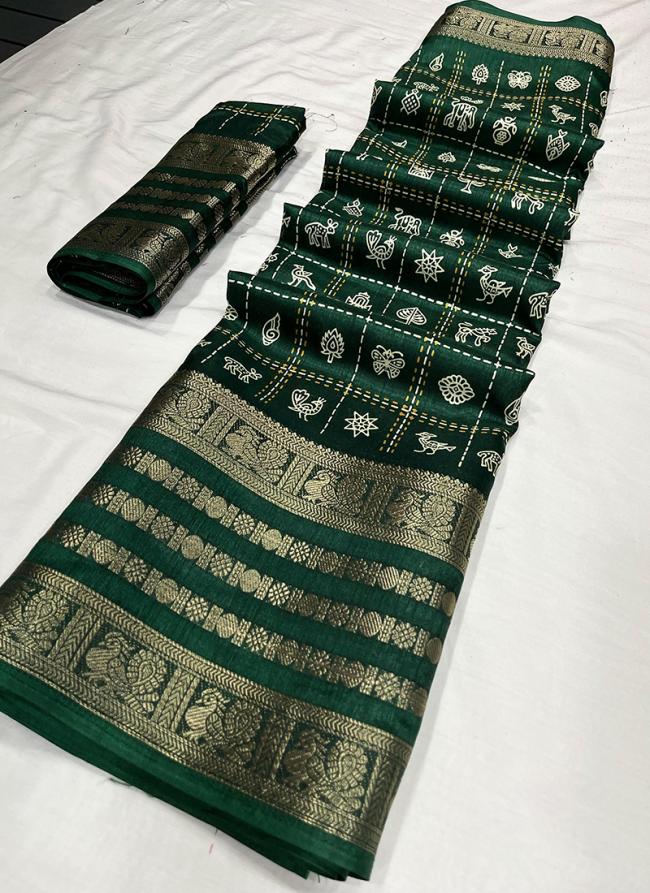 Pure Dola Silk Green Traditional Wear Digital Printed Saree